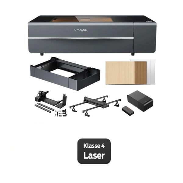 Bundle: xTool P2S Desktop-CO2-Laserschneider mit 55 W (Grau/Schwarz) Versatile Bundle Bundle: xTool P2S Desktop-CO2-Laserschneider mit 55 W (Grau/Schwarz) Versatile Bundle