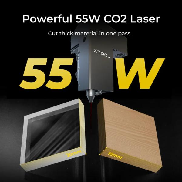 xTool P2S Desktop-CO2-Laserschneider mit 55 W (Grau/Schwarz)